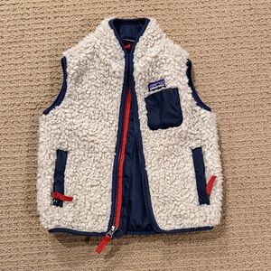 Patagonia Cream and Navy Fleece Vest